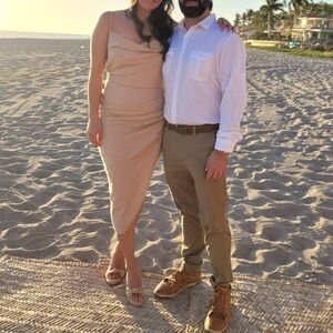 Tan Strappy Backless Dress Size Medium